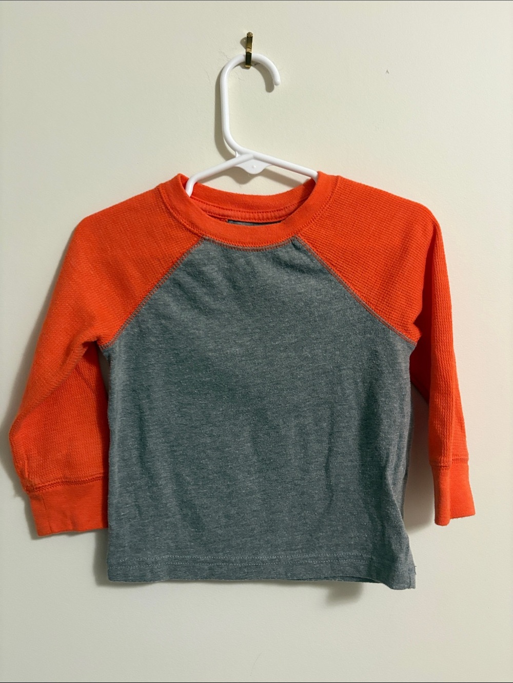 Cat & Jack Gray Body with Orange Raglan Long Sleeve Tee